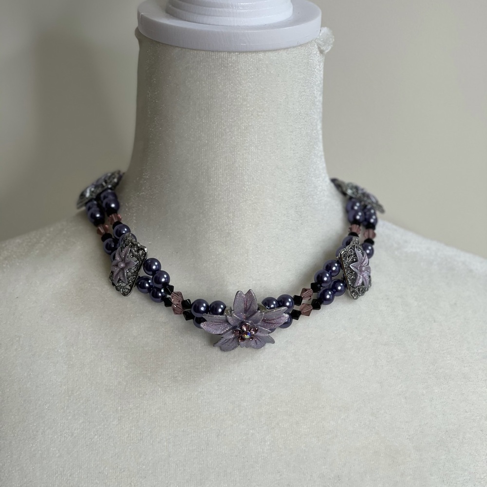 Purple and Pink Flower Necklace